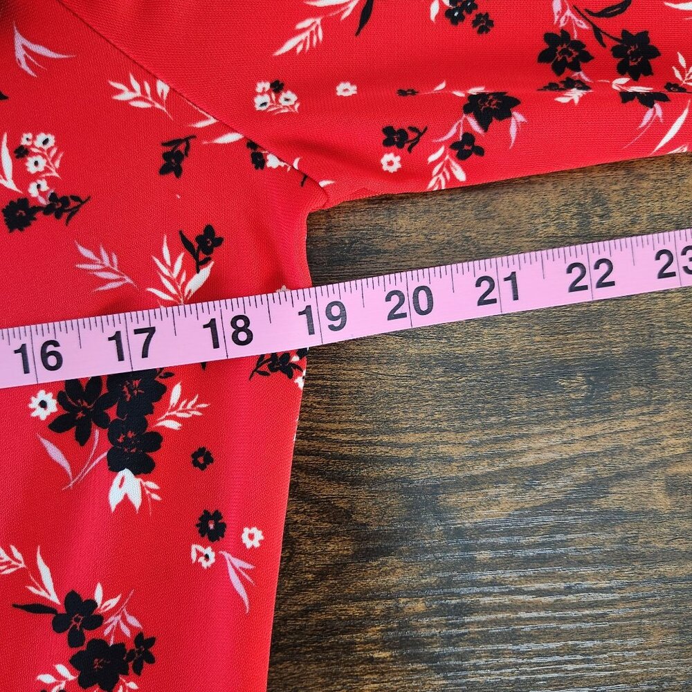 Banana Republic Red & Black Floral Long Sleeve Knit Maxi Dress, L, Cottagecore - Picture 7 of 9